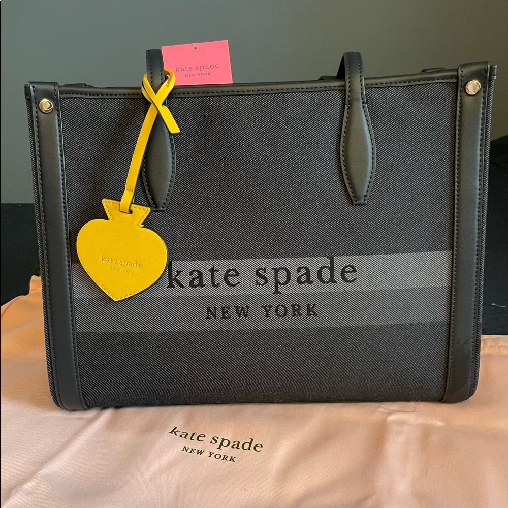 Kate Spade Black/grey Denim Market Medium Tote